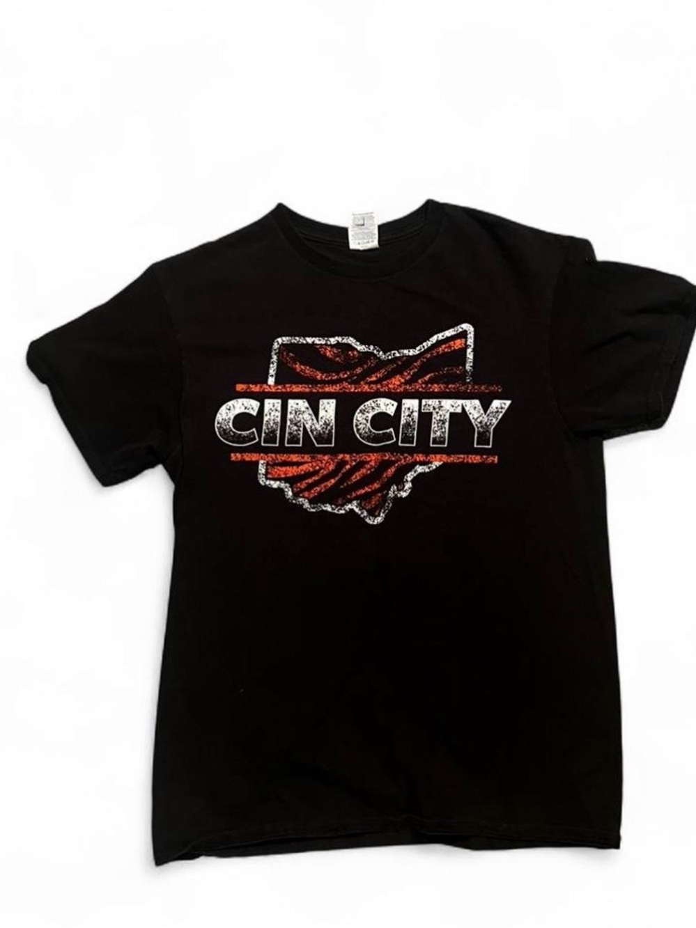 Delta Black "Cin City" Graphic Tee with Orange Accent